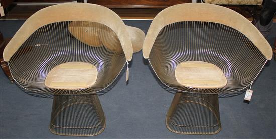 Warren Platner for Knoll International. A pair of chrome plated wire chairs,